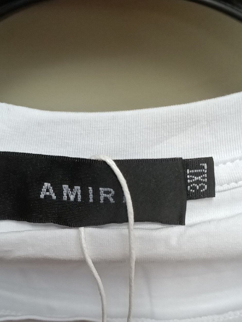 AMIRI White Short-Sleeve Tee with Black Crackle Logo - Picture 2 of 3